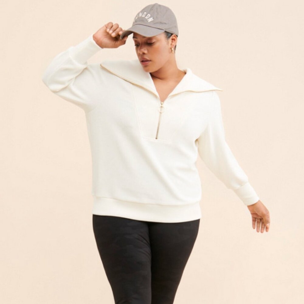 Anthropologie Varley Vine White Half-Zip Pullover 2X